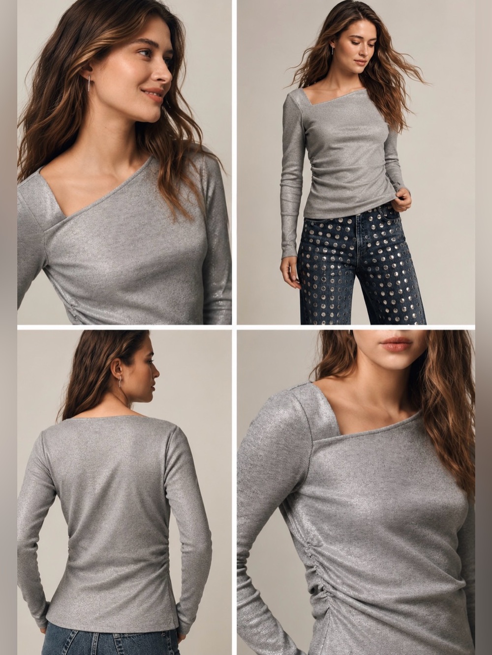 Anthropologie Asymmetric Long-Sleeve Top Medium